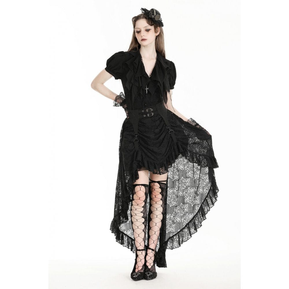 Darkinlove Women's Gothic High/Low Lace Skirt
