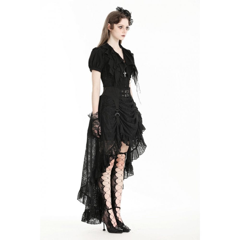 Darkinlove Women's Gothic High/Low Lace Skirt
