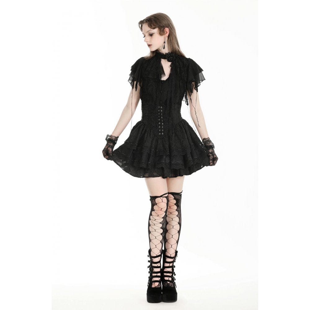 Darkinlove Women's Gothic High-waisted Layered Skirt