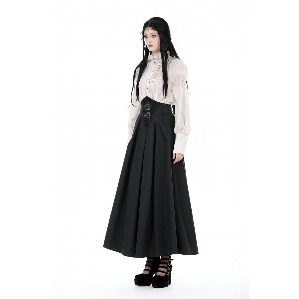 Darkinlove Women's Gothic High-waisted Pleated Long Skirt