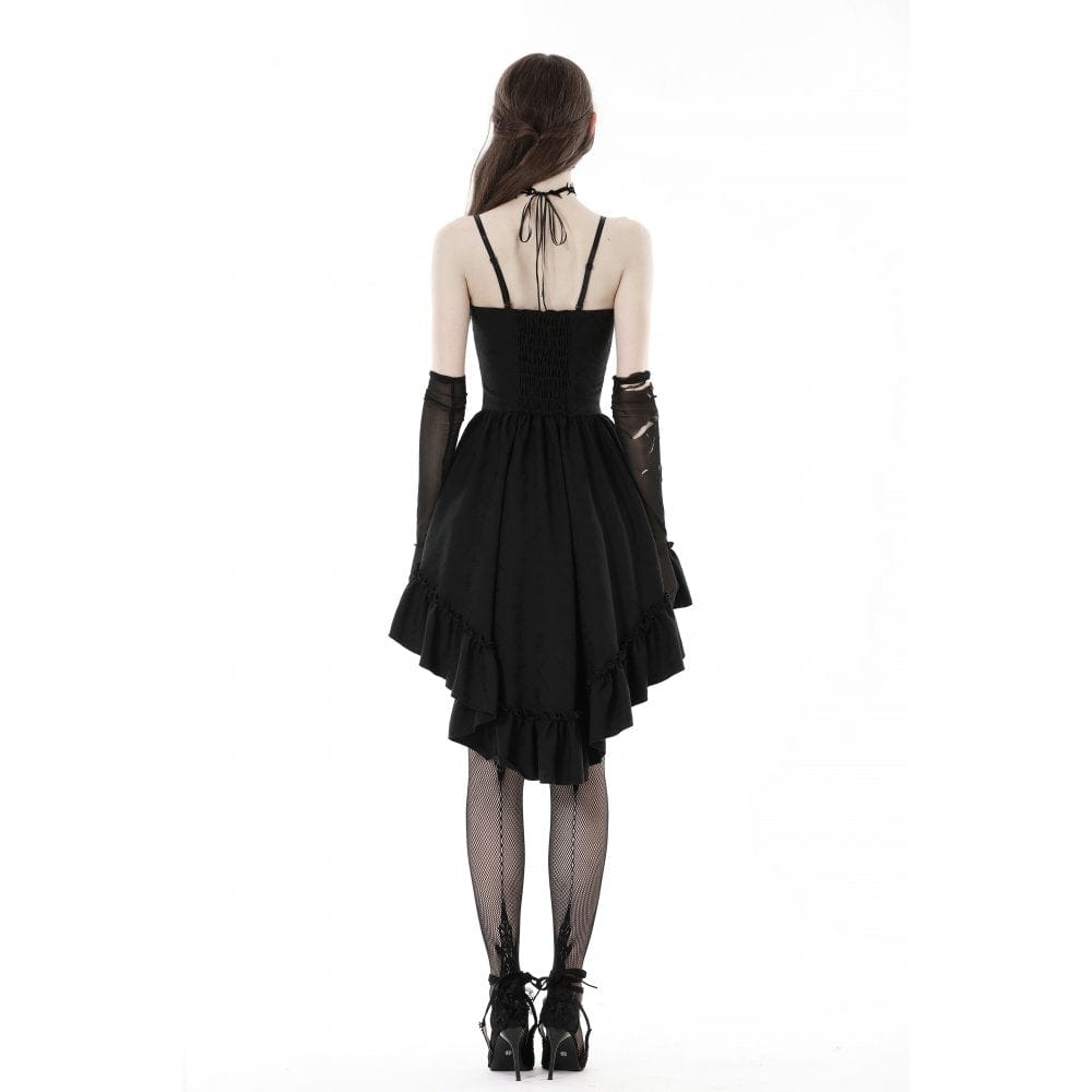 Darkinlove Women's Gothic Irregular Heart Lace Splice Slip Dress