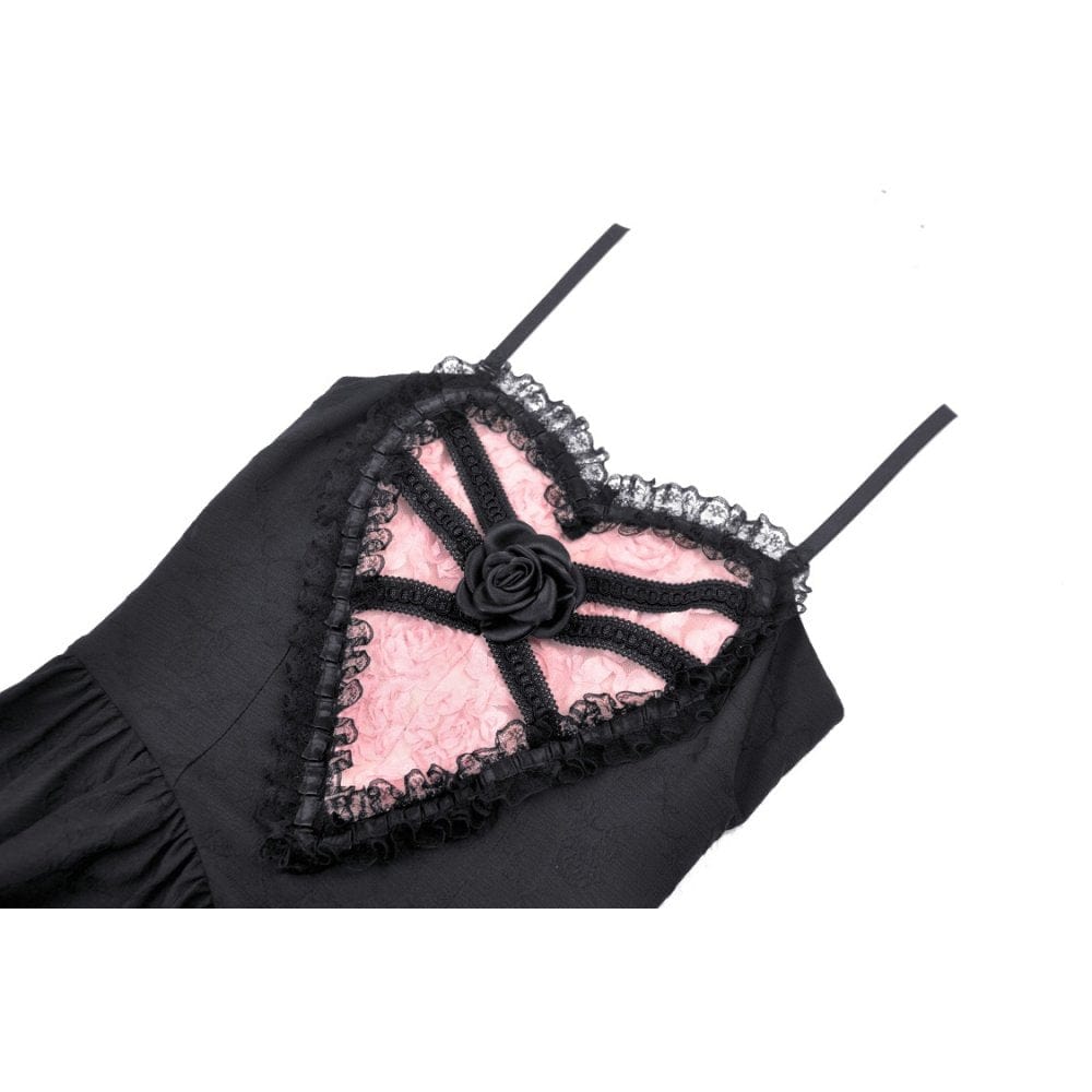 Darkinlove Women's Gothic Irregular Heart Lace Splice Slip Dress