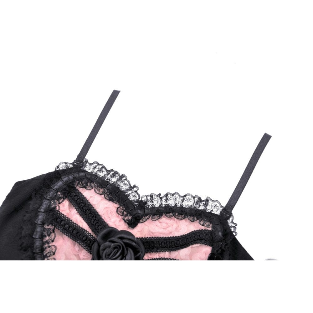 Darkinlove Women's Gothic Irregular Heart Lace Splice Slip Dress