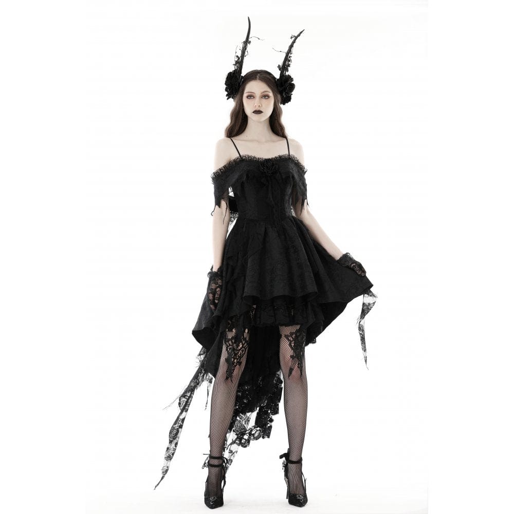 Darkinlove Women's Gothic Irregular Lace Splice Dress