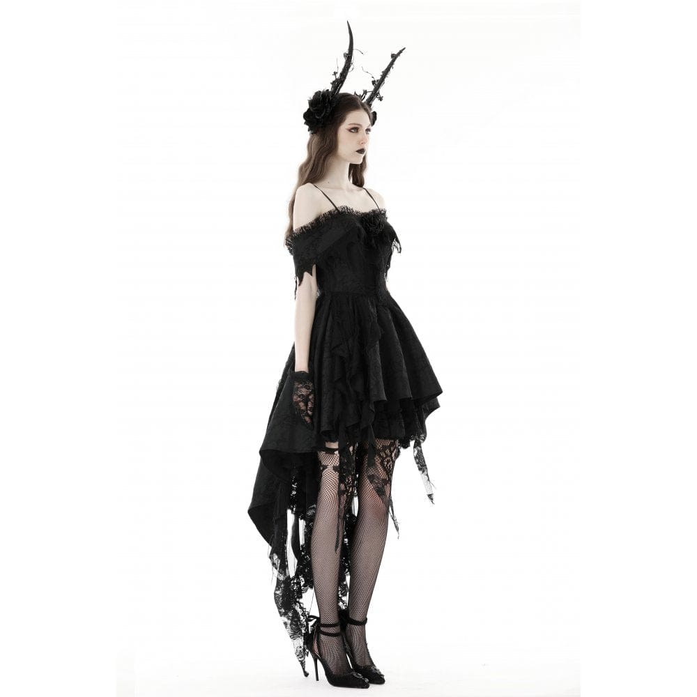Darkinlove Women's Gothic Irregular Lace Splice Dress