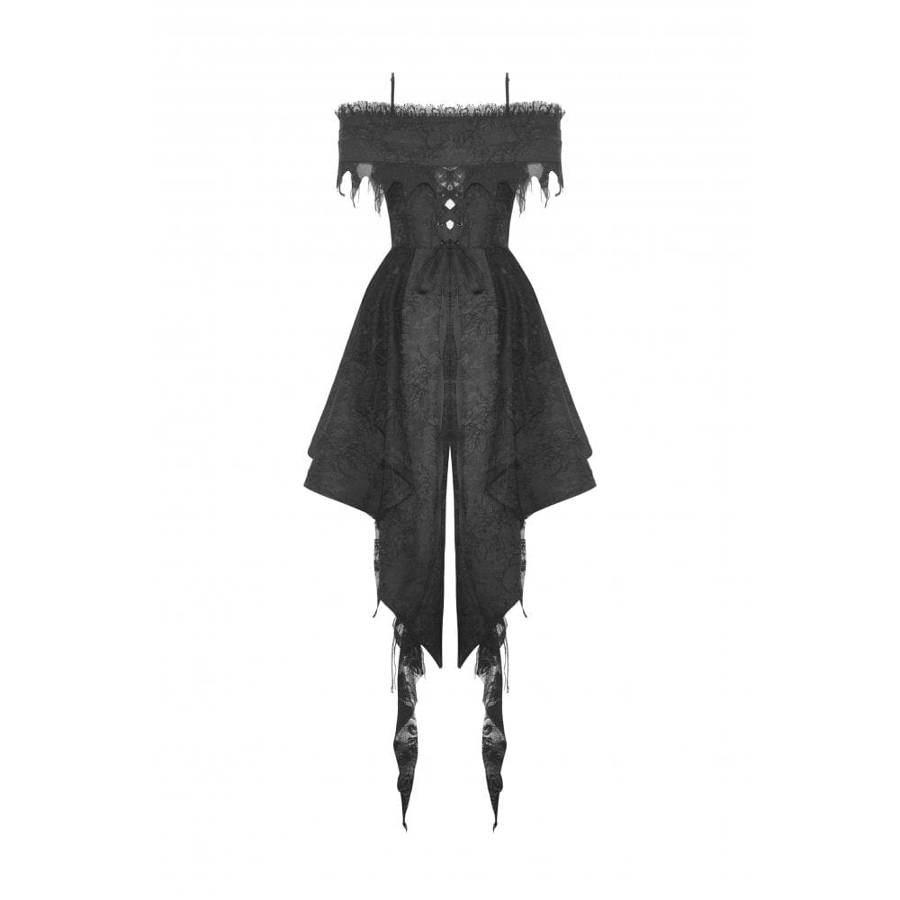 Darkinlove Women's Gothic Irregular Lace Splice Dress