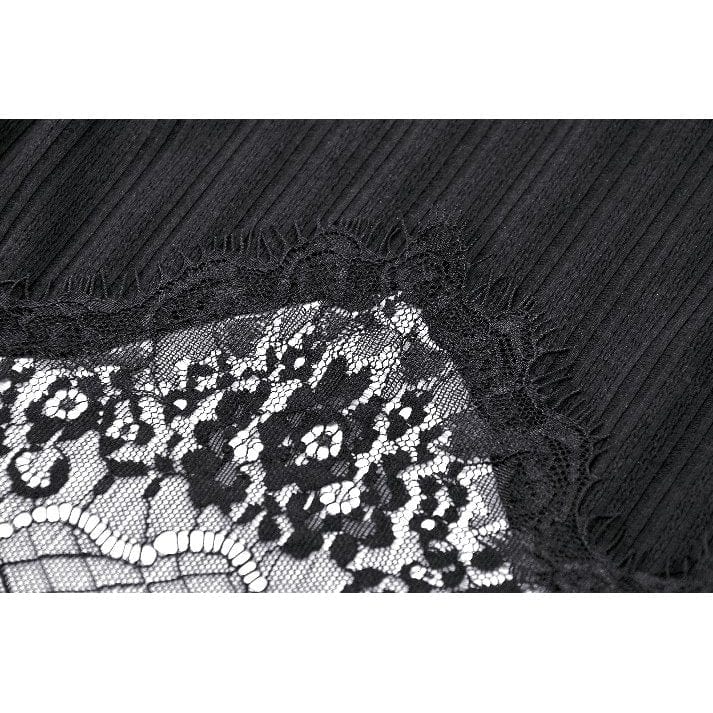 Darkinlove Women's Gothic Irregular Lace Splice Tank Top