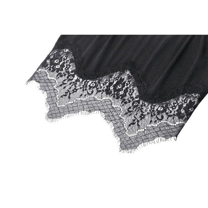 Darkinlove Women's Gothic Irregular Lace Splice Tank Top