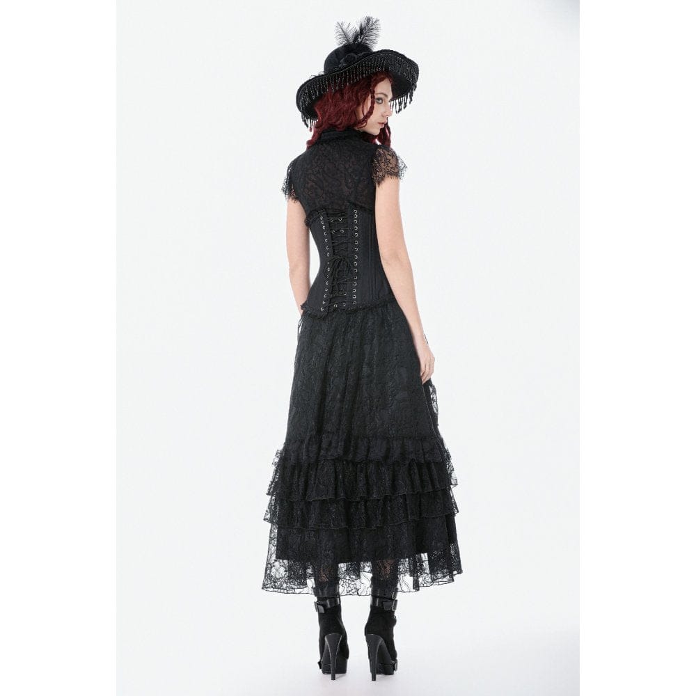 Darkinlove Women's Gothic Irregular Lace-up Underbust Corset