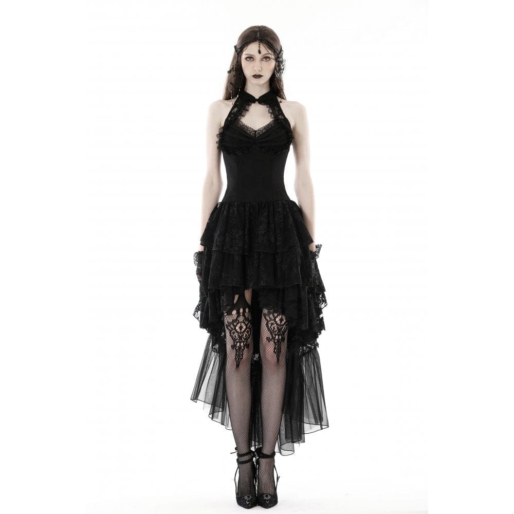 Darkinlove Women's Gothic Irregular Off Shoulder Lace Dress
