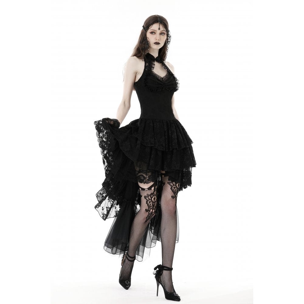 Darkinlove Women's Gothic Irregular Off Shoulder Lace Dress