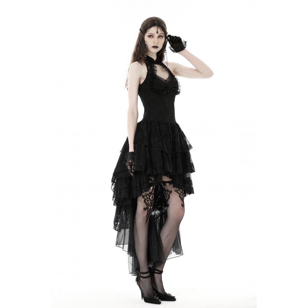 Darkinlove Women's Gothic Irregular Off Shoulder Lace Dress