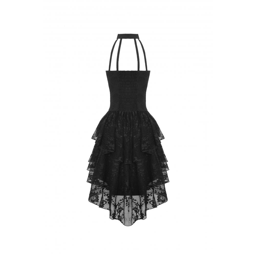 Darkinlove Women's Gothic Irregular Off Shoulder Lace Dress