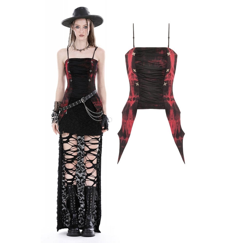 Darkinlove Women's Gothic Irregular Ruched Tie-dyed Overbust Corset