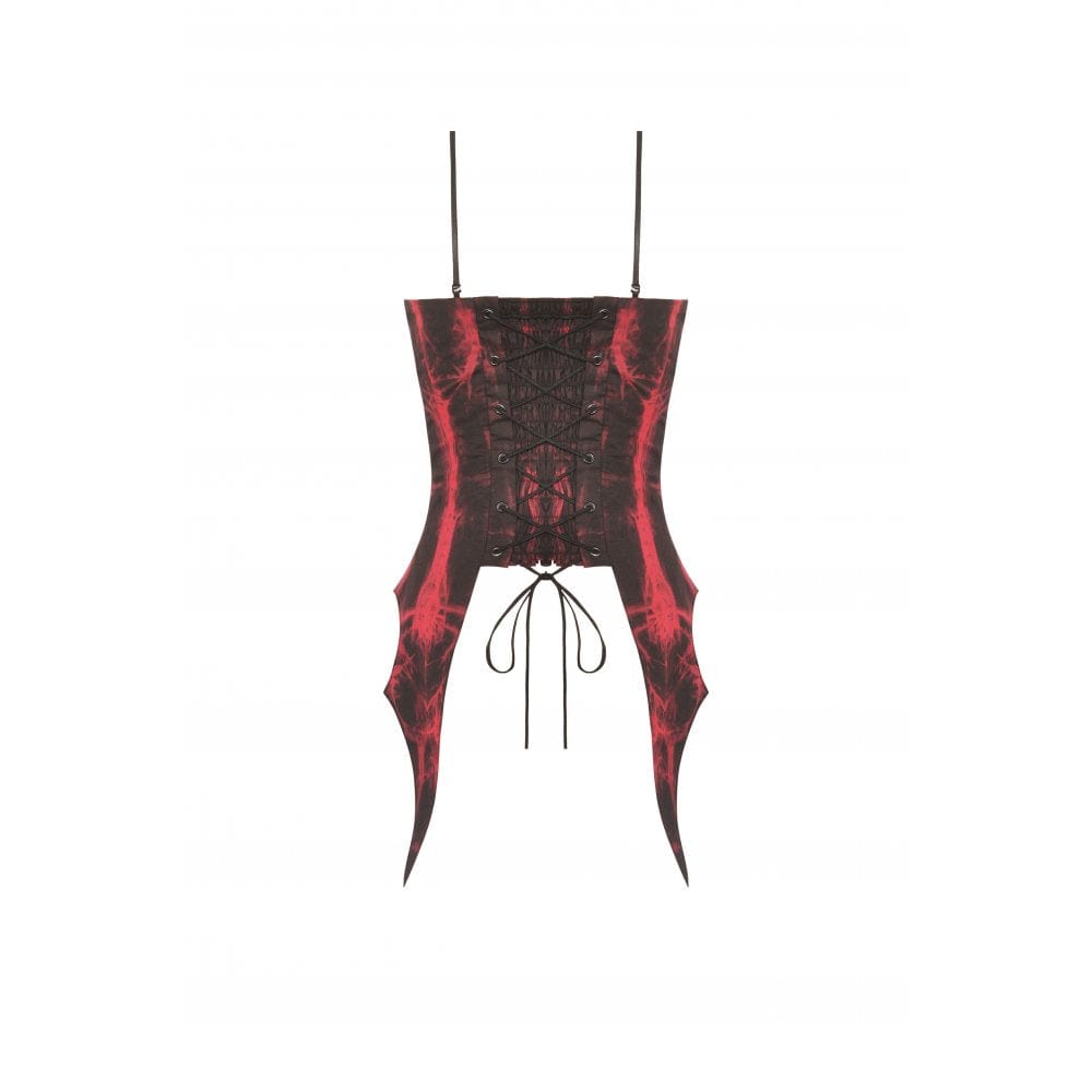 Darkinlove Women's Gothic Irregular Ruched Tie-dyed Overbust Corset