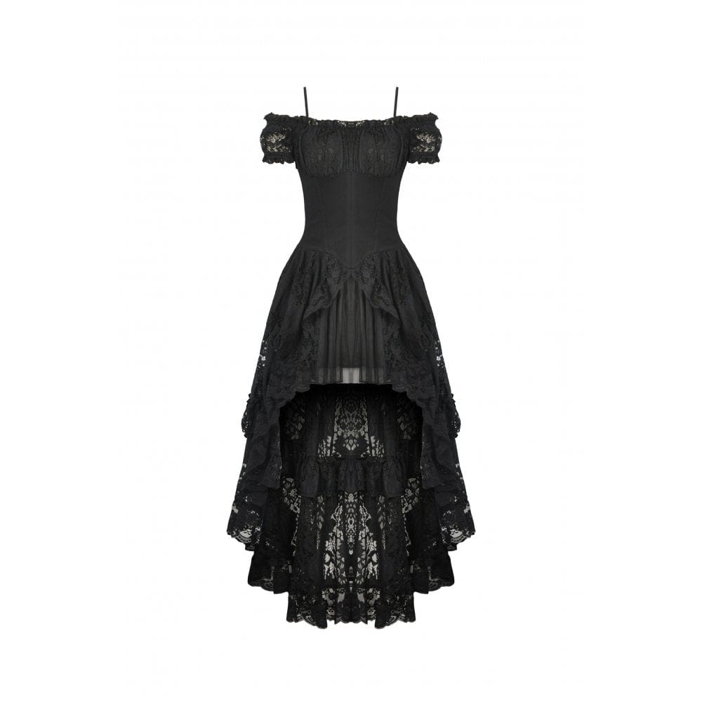 Darkinlove Women's Gothic Irregular Ruffled Lace Dress