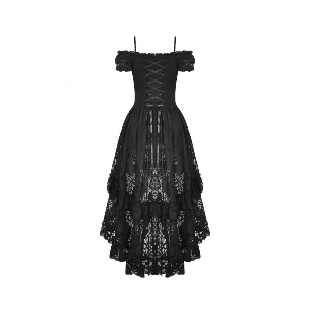 Darkinlove Women's Gothic Irregular Ruffled Lace Dress