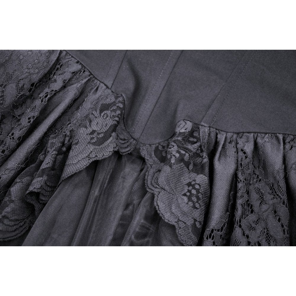 Darkinlove Women's Gothic Irregular Ruffled Lace Dress