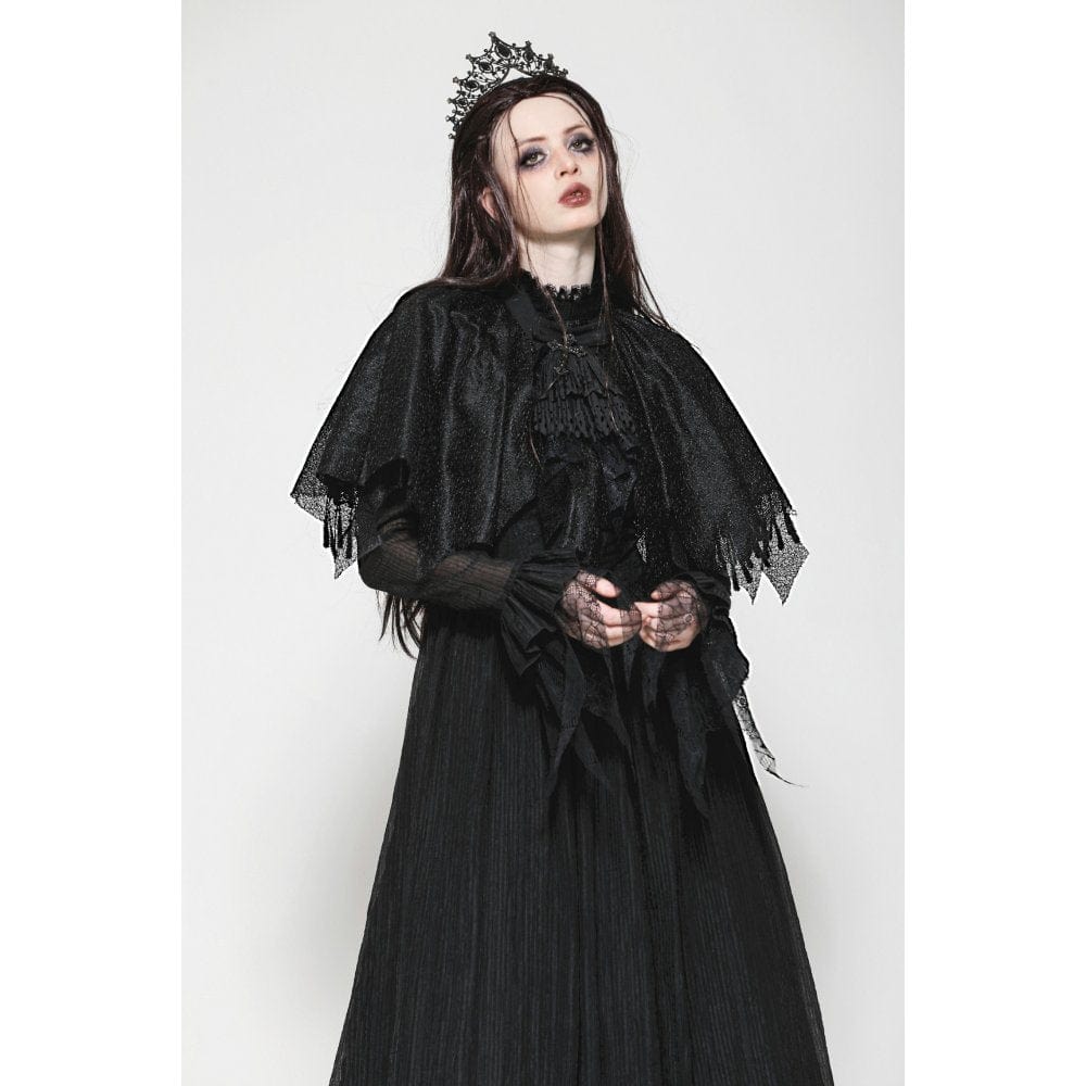 Darkinlove Women's Gothic Irregular Tassels Cape with Neckwear