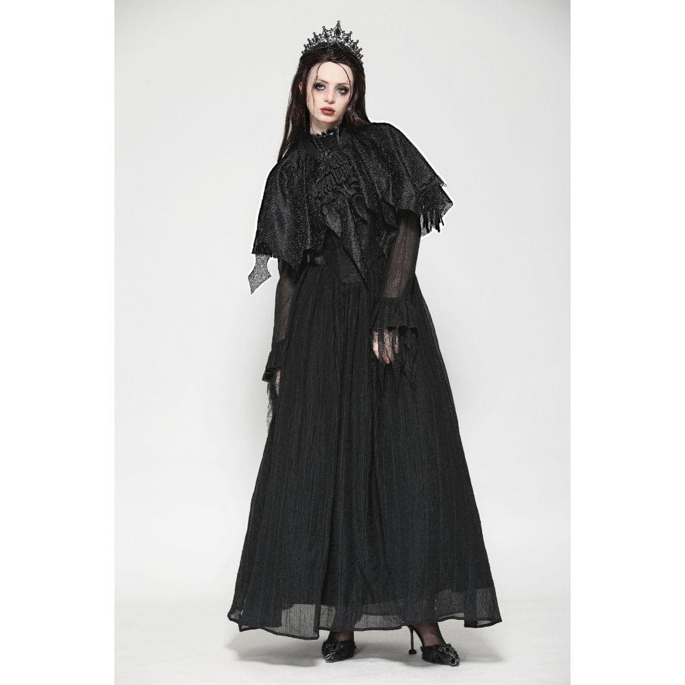 Darkinlove Women's Gothic Irregular Tassels Cape with Neckwear