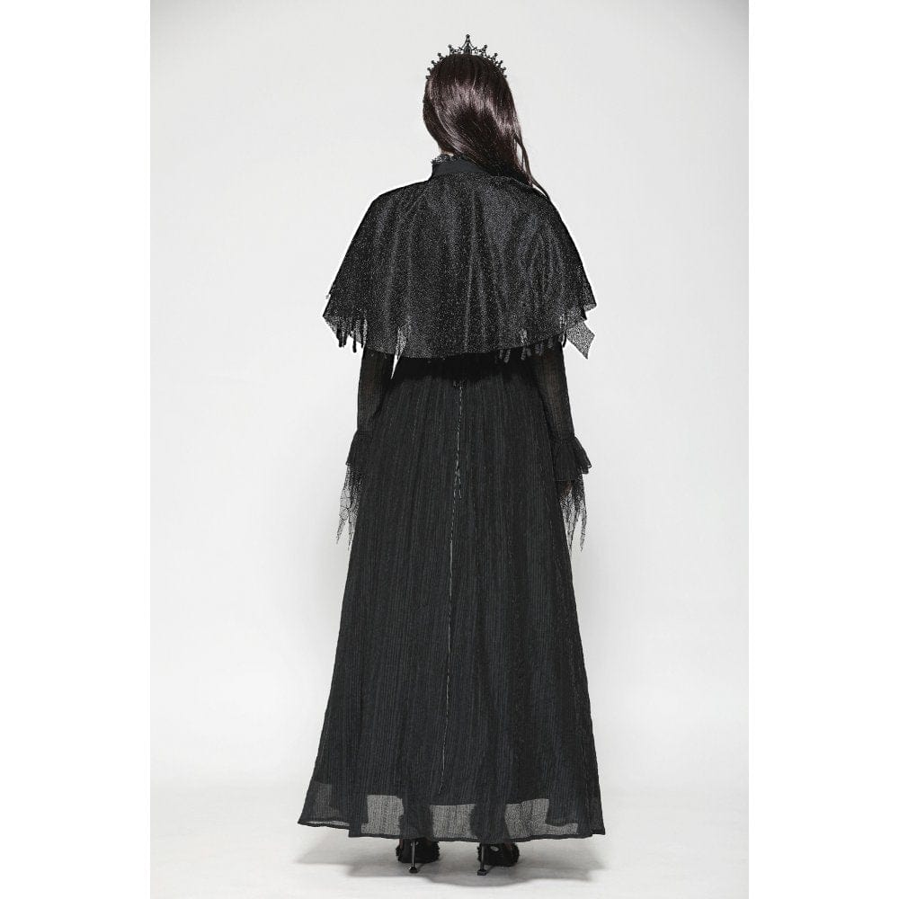 Darkinlove Women's Gothic Irregular Tassels Cape with Neckwear