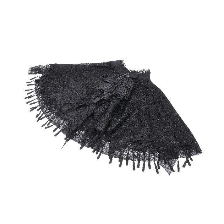 Darkinlove Women's Gothic Irregular Tassels Cape with Neckwear