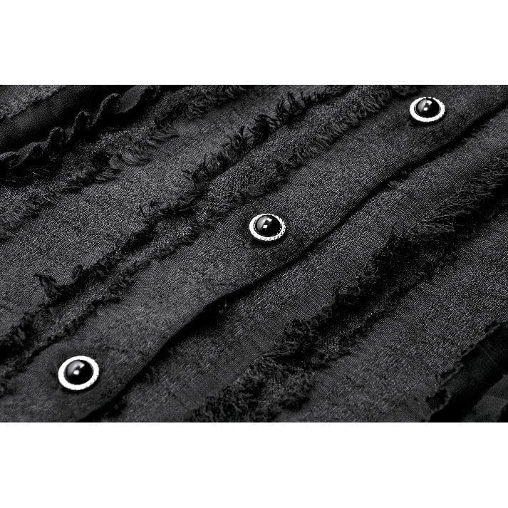 Darkinlove Women's Gothic Irregular Unedged Puff Sleeved Shirt