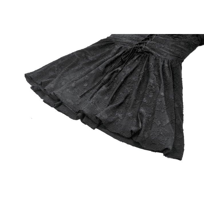 Darkinlove Women's Gothic Jacquard Floral Lace Sleeved Dress