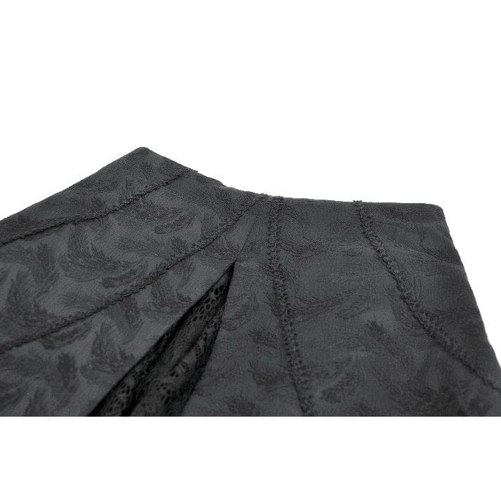 Darkinlove Women's Gothic Jacquard Layered Lace Swallowtail Skirt