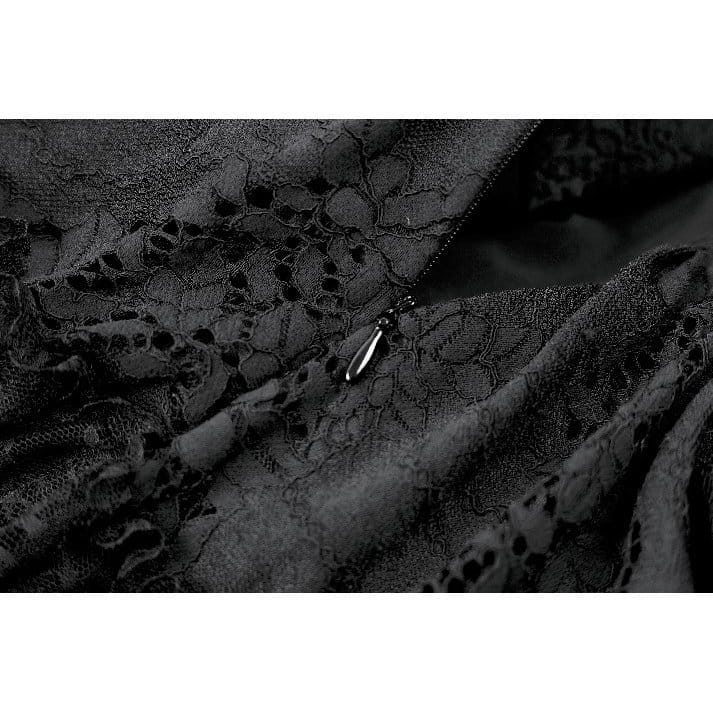Darkinlove Women's Gothic Lace Applique Layered Ruffle High‑Waist Short Skirt