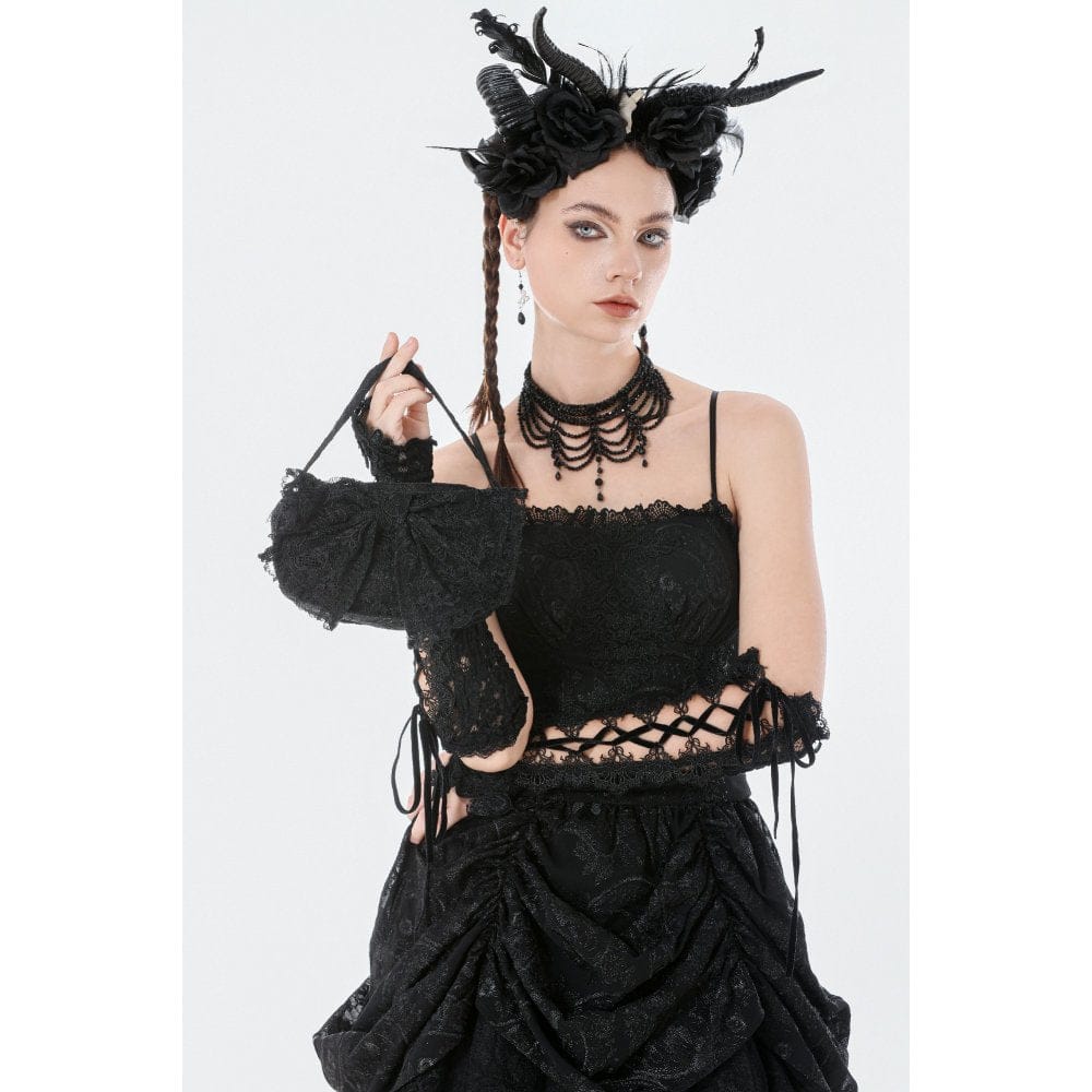 Darkinlove Women's Gothic Lace Bow Knot Mini Handbag