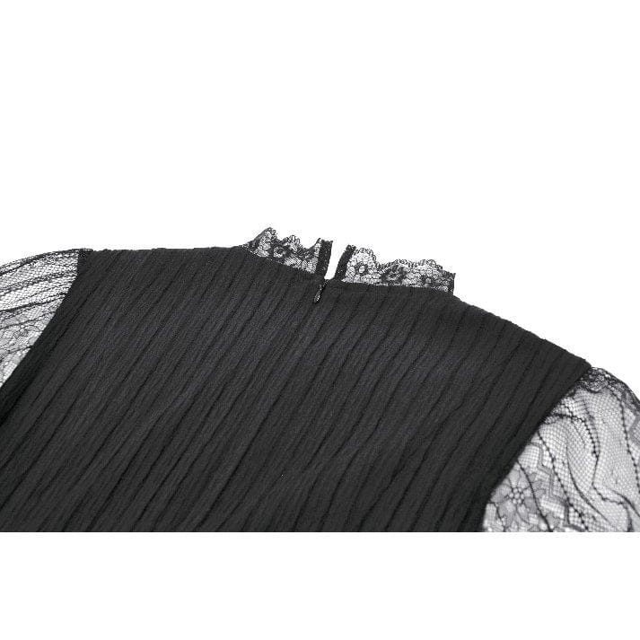 Darkinlove Women's Gothic Lace Cross Ruffled Short Sleeved Dress