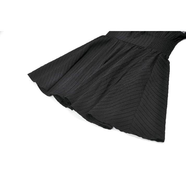 Darkinlove Women's Gothic Lace Cross Ruffled Short Sleeved Dress