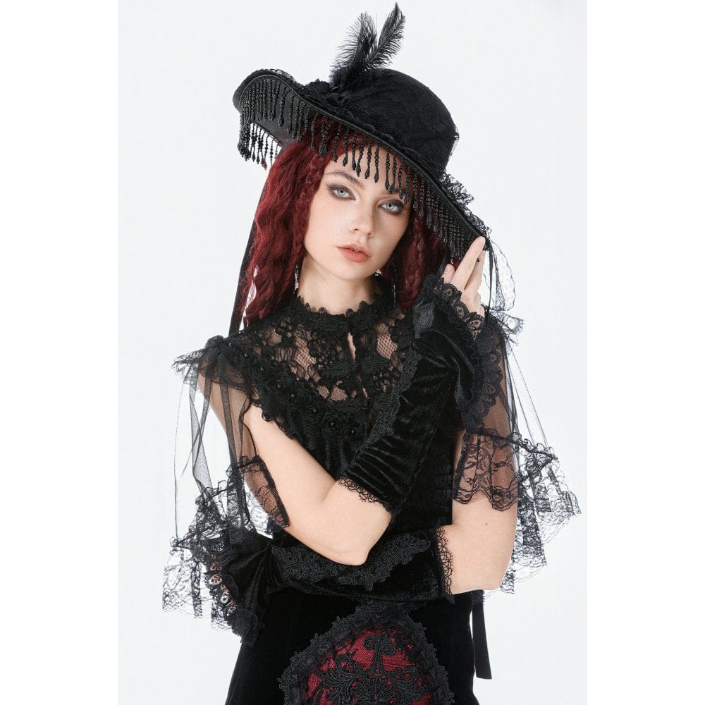 Darkinlove Women's Gothic Lace Embroidered Velvet Arm Sleeves