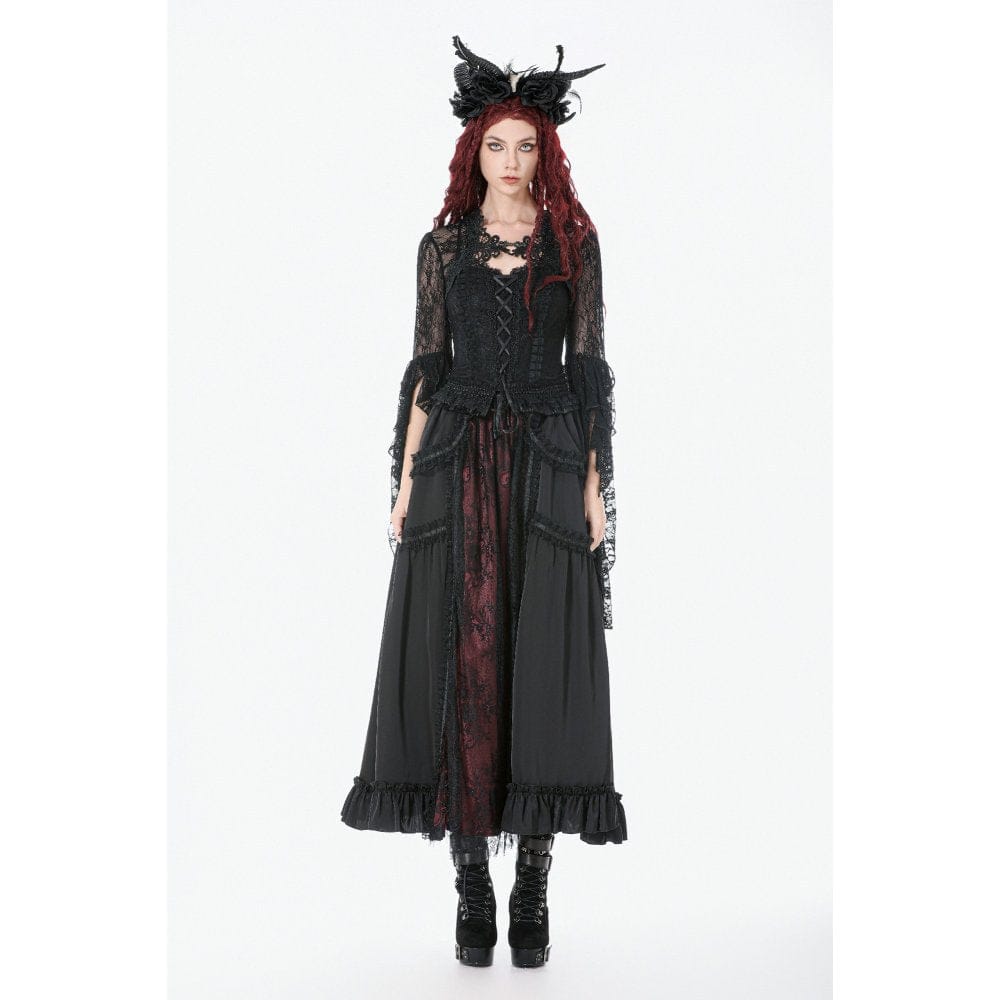 Darkinlove Women's Gothic Lace Flared Sleeved Cape