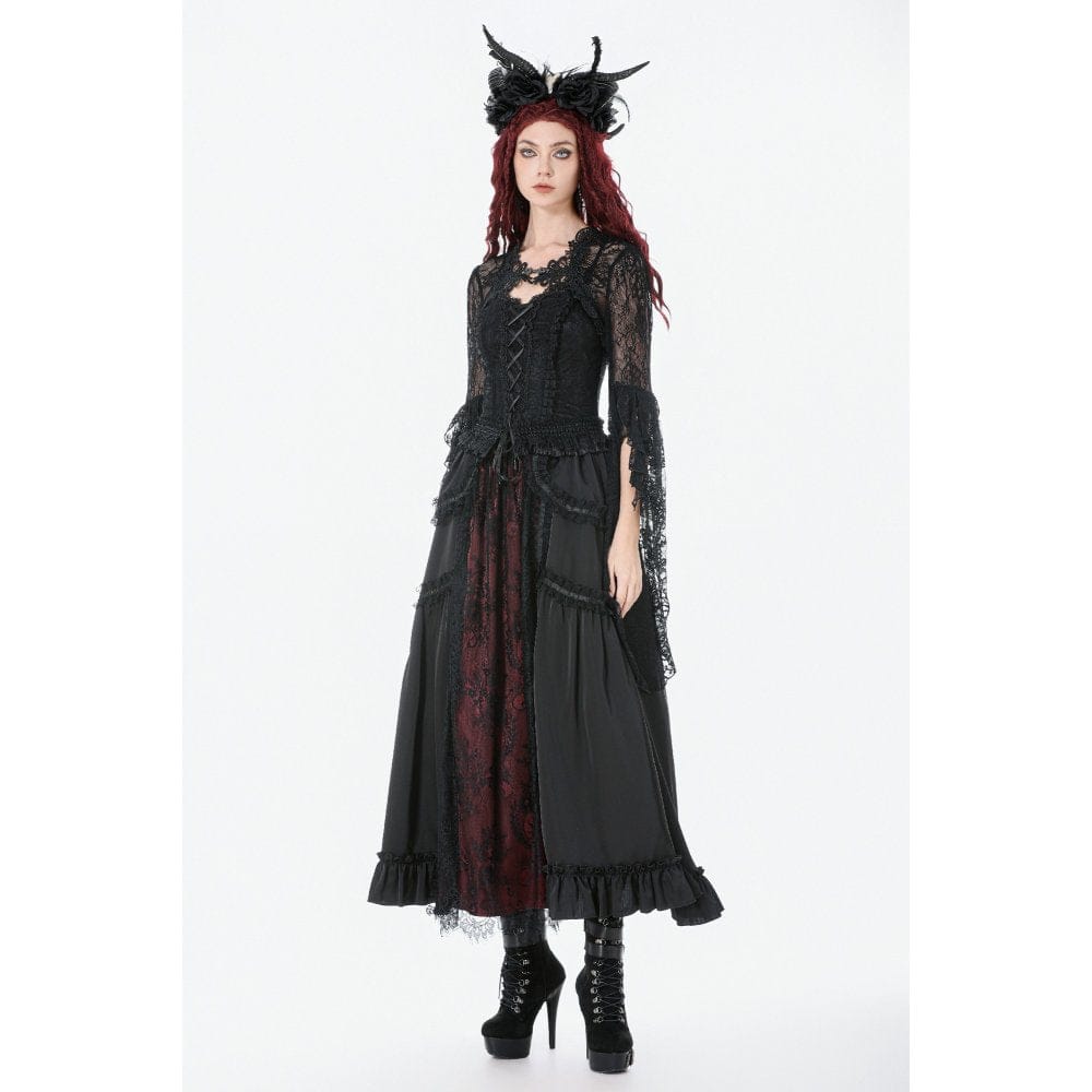 Darkinlove Women's Gothic Lace Flared Sleeved Cape