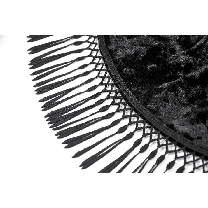 Darkinlove Women's Gothic Lace Floral Tassel Maxi Skirt