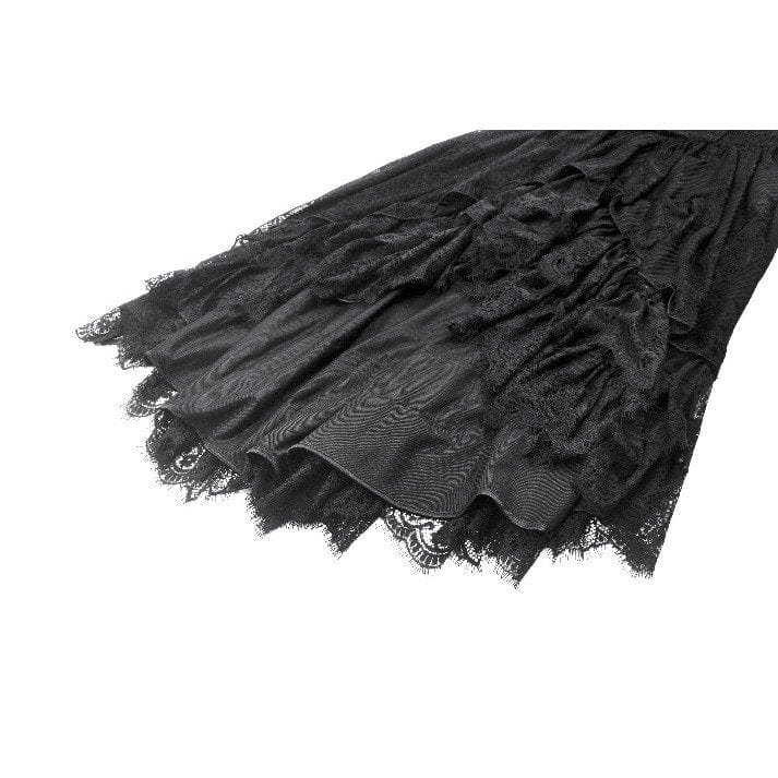 Darkinlove Women's Gothic Lace Off-Shoulder Tassels Dress