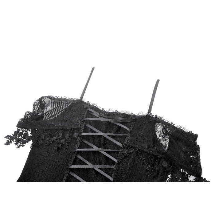 Darkinlove Women's Gothic Lace Off-Shoulder Tassels Dress