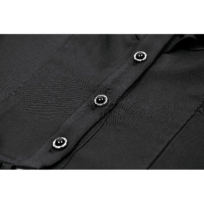 Darkinlove Women's Gothic Lace Patchwork Ruffled Stand Collar Shirt