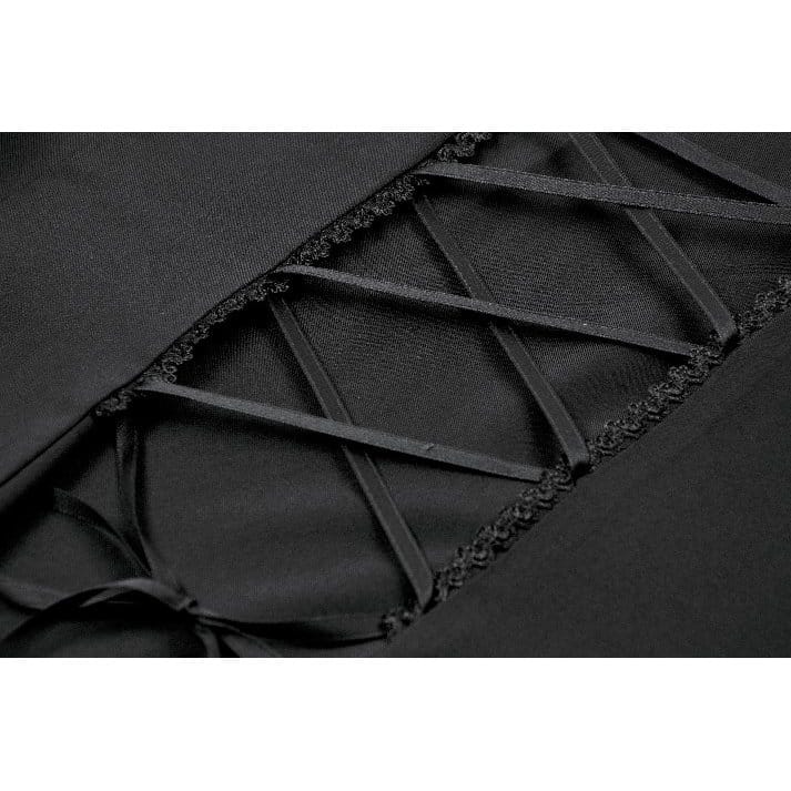 Darkinlove Women's Gothic Lace Patchwork Ruffled Stand Collar Shirt