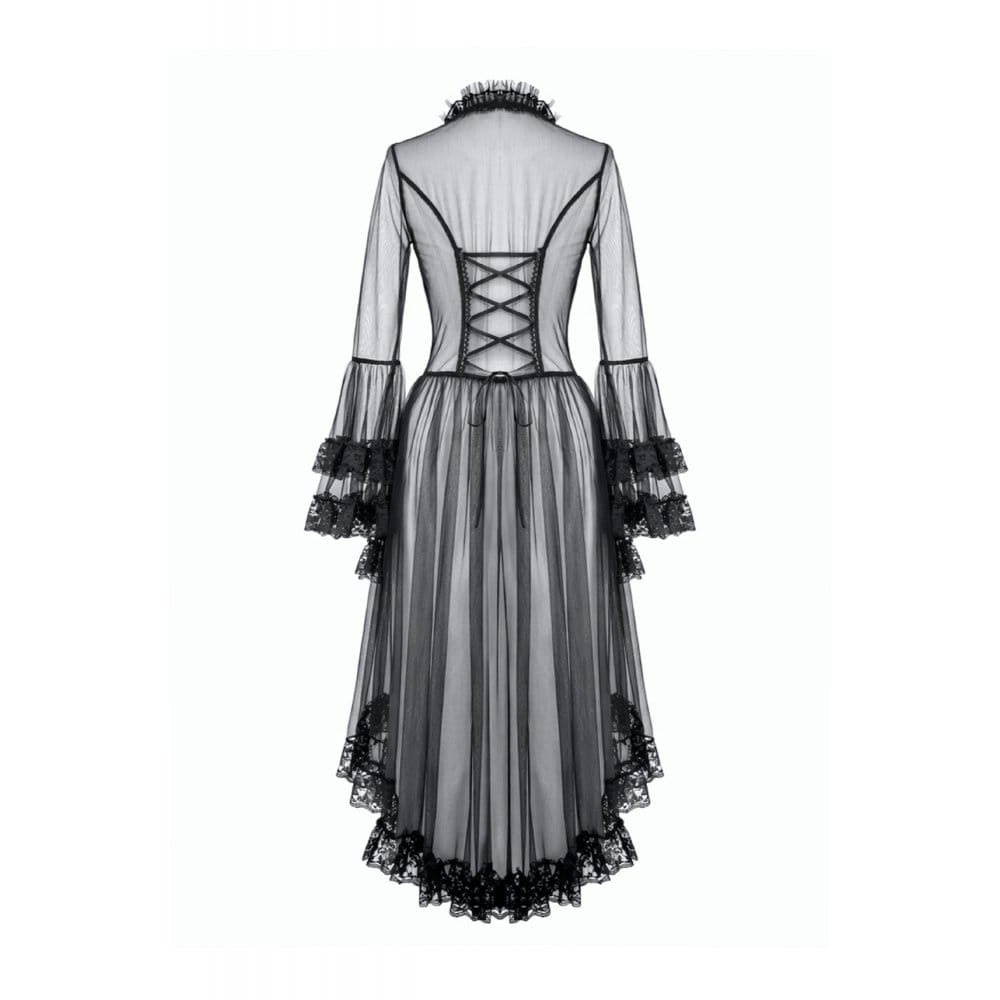 Darkinlove Women's Gothic Lace Patchwork Sheer Flare Sleeve Coat