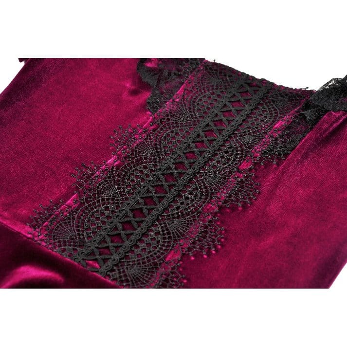 Darkinlove Women's Gothic Lace Patchwork Square-cut Collar Velvet Dress