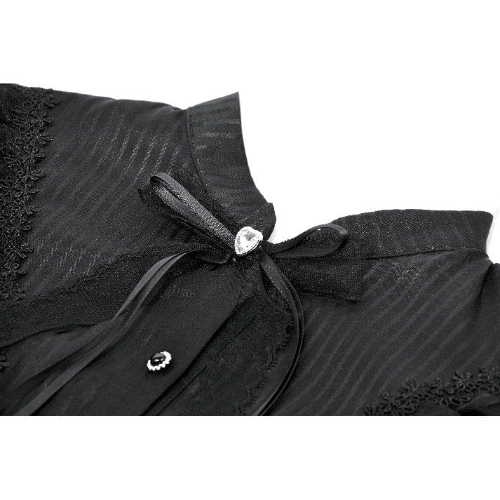 Darkinlove Women's Gothic Lace Pleated Bow-Trim Dress