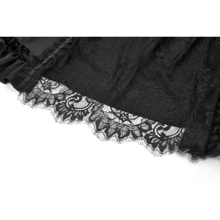 Darkinlove Women's Gothic Lace Ruched Ruffled Maxi Skirt Black
