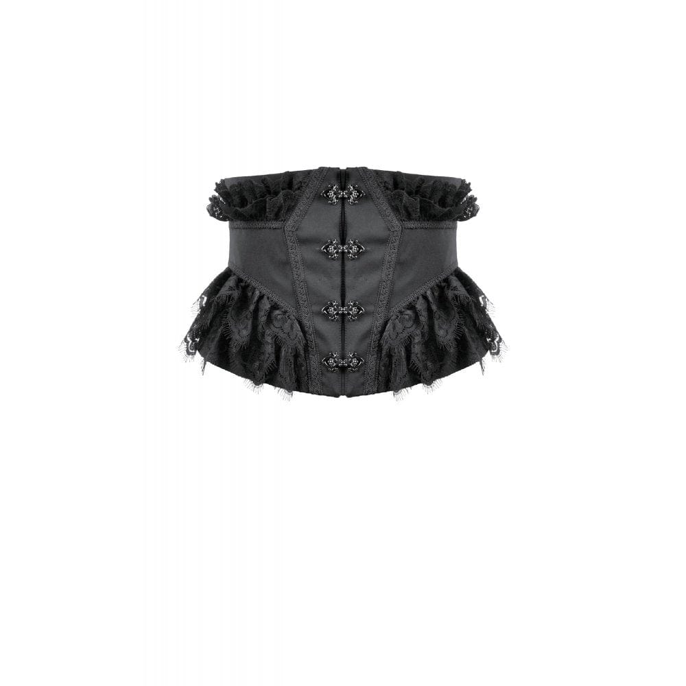 Darkinlove Women's Gothic Lace Ruffled Buckle Underbust Corset