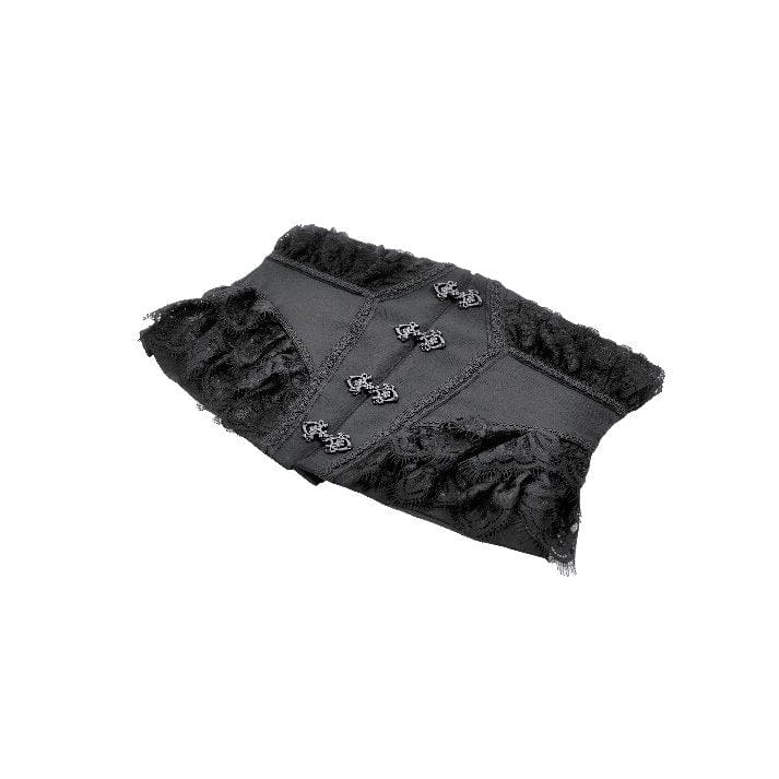 Darkinlove Women's Gothic Lace Ruffled Buckle Underbust Corset