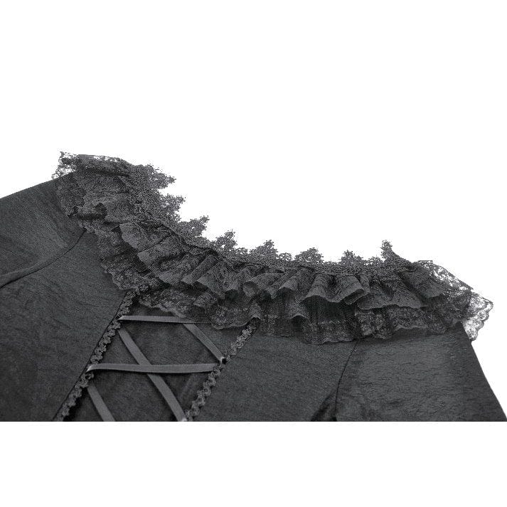 Darkinlove Women's Gothic Lace Ruffled Collar Flared Sleeved Dress