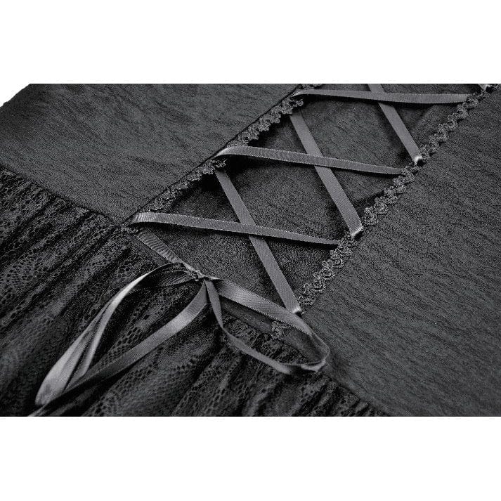 Darkinlove Women's Gothic Lace Ruffled Collar Flared Sleeved Dress