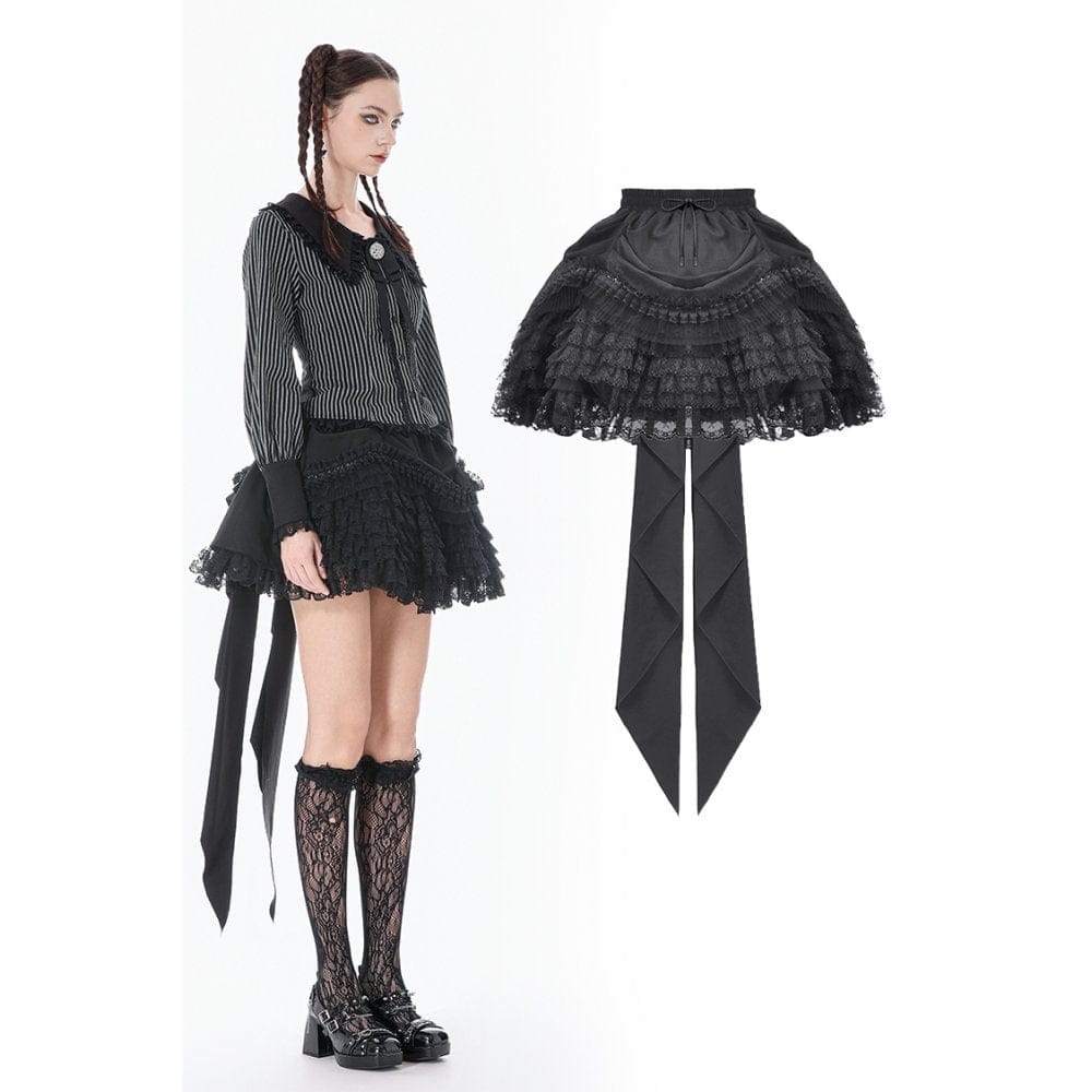 Darkinlove Women's Gothic Lace Ruffled Tail Skirt
